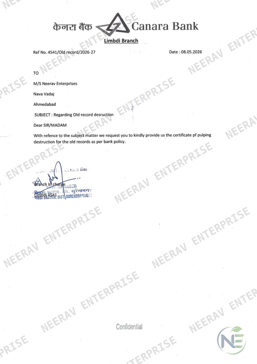 Canara Bank certificate