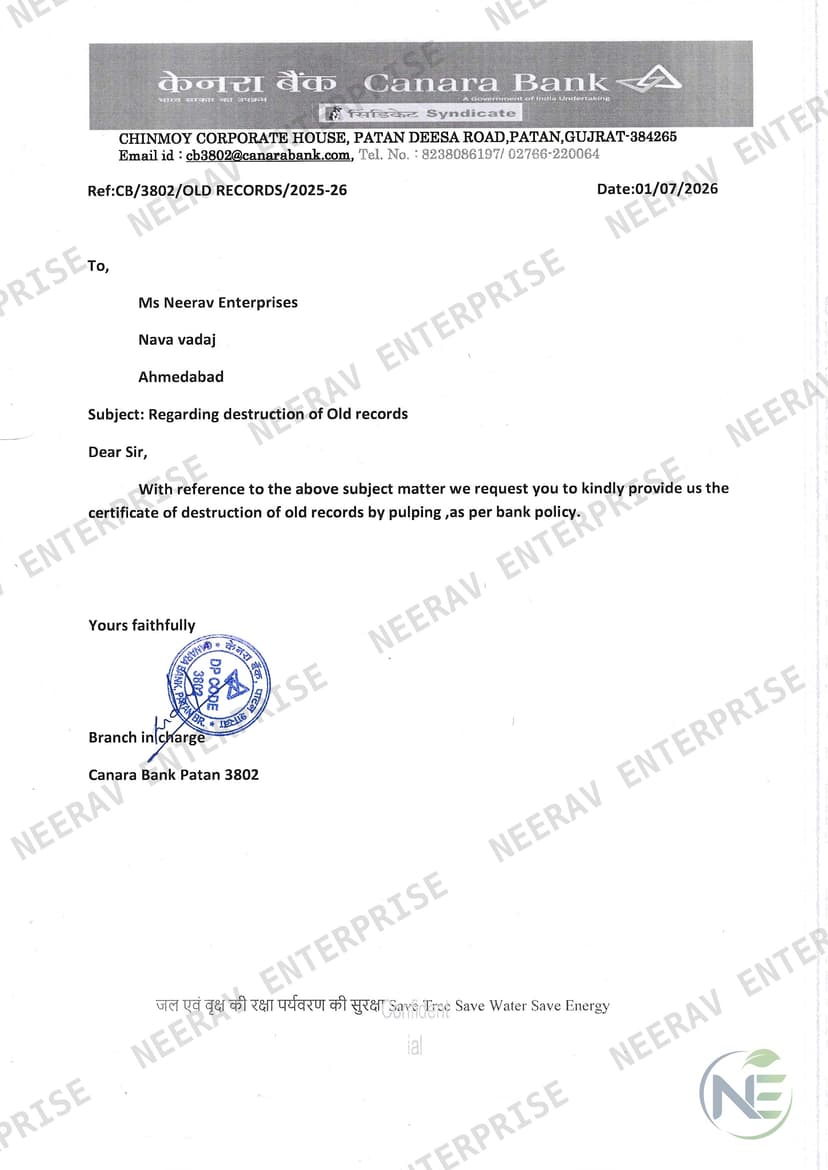 Canara Bank certificate