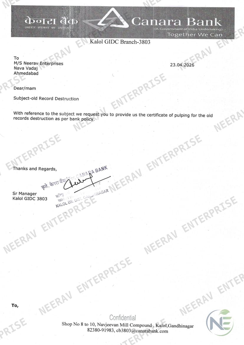 Canara Bank certificate