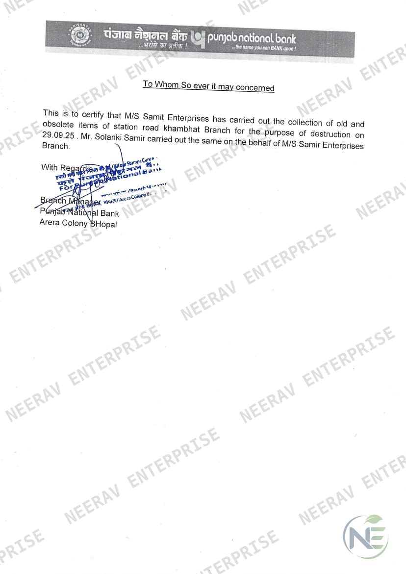 Punjab National Bank certificate