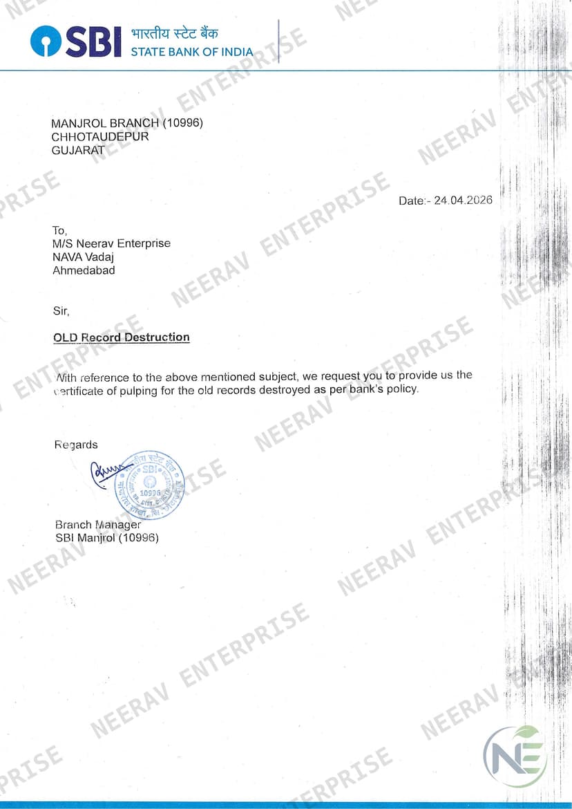 State Bank of India certificate