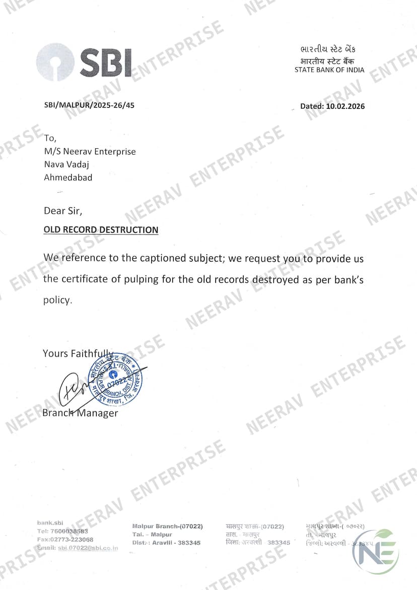 State Bank of India certificate